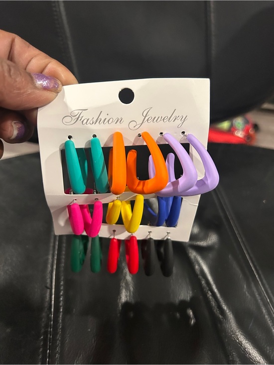 Fashion Jewelry Jewelry - Set of 9 multi color earrings in fun colors